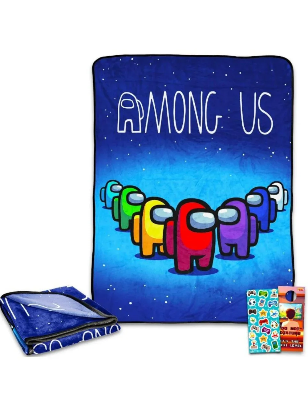 Cozy Among Us Fleece Blanket for Kids - Soft Silk Touch Throw & Stickers Bundle